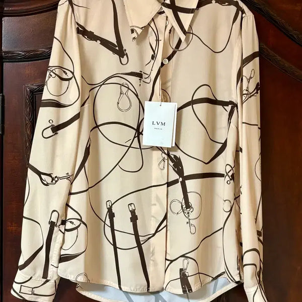 [BUNJANG] Lovemin 100% Silk Pattern Blouse / 러브민 LVM 실크100%