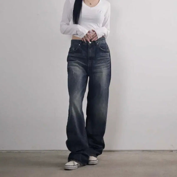 [BUNJANG] AZONE Signature Denim Pants Navy M / 애즈온 시그니처 데님팬츠 네이비 M