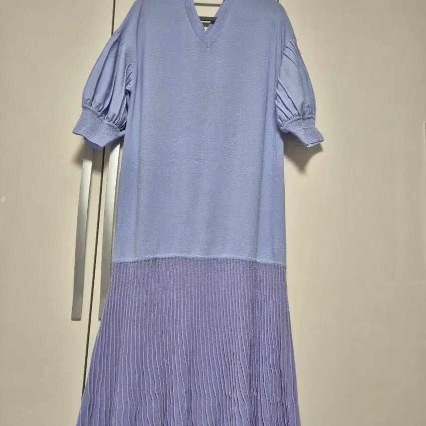 [BUNJANG] O'2nd Lavender Blue Pleated Knit Dress / O'2nd  라벤더 블루 플리츠 니트 원피스