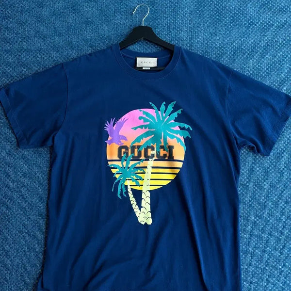 [BUNJANG] Gucci Palm Tree T-Shirt Navy / 구찌 반팔티 네이비 팜트리 티셔츠