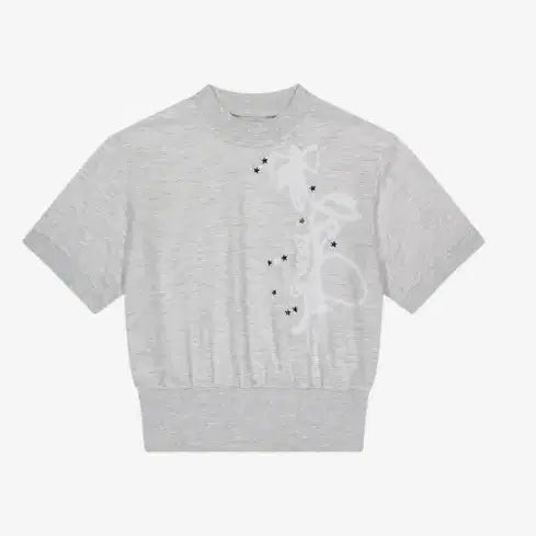 [BUNJANG] Ribbon Graphic Mock Neck T-Shirt - Size S / 리본그래픽 모크네 반팔티 s