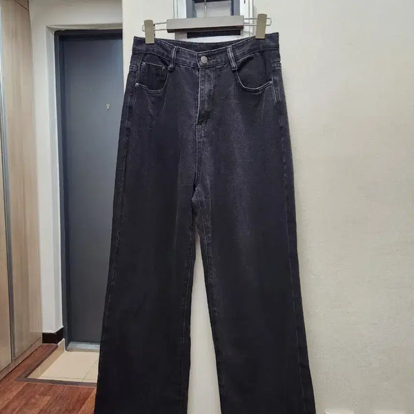 [BUNJANG] Black Wide Leg Denim Pants / 블랙 와이드 데님 팬츠