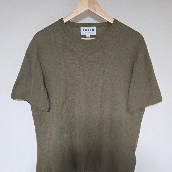 [BUNJANG] Solid Homme Knit Short Sleeve T-Shirt Khaki Size 48 / 솔리드옴므 니트 반팔 48 카키