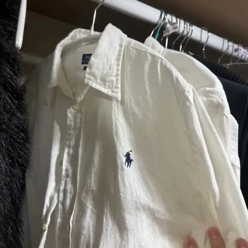 [BUNJANG] Polo Ralph Lauren White Linen Shirt M / 폴로 랄프로렌 신형탭 화이트 린넨 셔츠 M