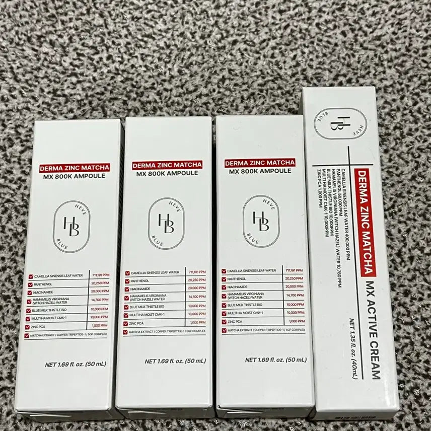 [BUNJANG] Hevblue Derma Zinc Matcha MX Ampoule & Cream Set / 헤브블루 더마 징크 말차 MX 앰플, 크림 판매합니다~