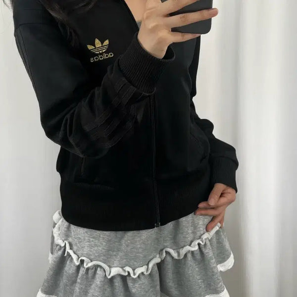 [BUNJANG] Adidas Gold Logo Black Track Jacket / 아디다스 골드로고 블랙 져지