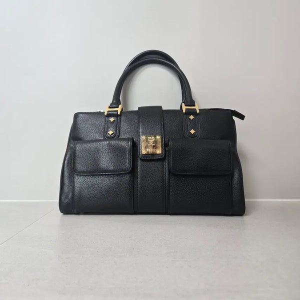 [BUNJANG] MCM Two Pocket Tote Bag Black Leather / MCM 엠씨엠 투포켓 토트백 블랙 여성 가방