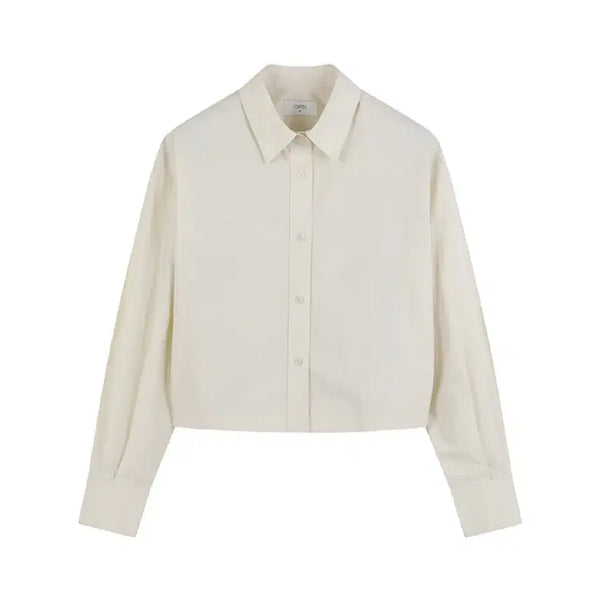 [BUNJANG] TOPTEN Poplin Cotton Crop Shirt Beige XS / 탑텐 포플린 코튼 크롭 셔츠 베이지 xs