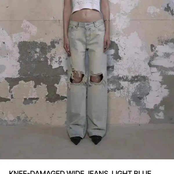 [BUNJANG] Bohemian Seoul Knee Damaged Wide Jeans / 보헤미안서울 knee damaged wide jeans 3
