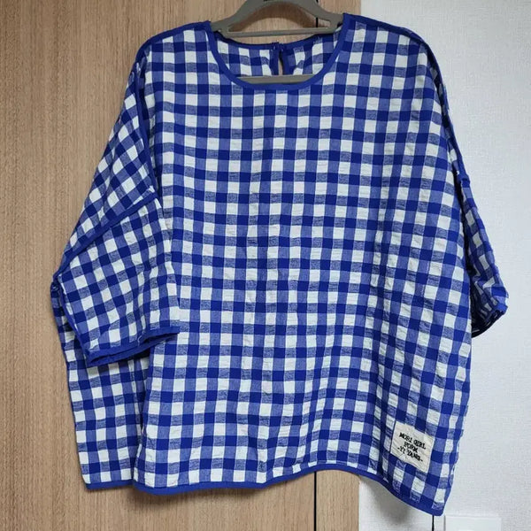[BUNJANG] Loose Box Fit Kingham Check T-Blouse / 새상품)루즈 팍스핏 킹엄체크 티블라우스