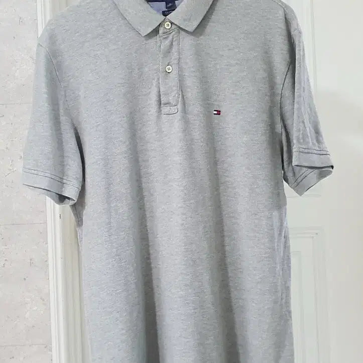 [BUNJANG] Tommy Hilfiger Custom Fit Casual Short Sleeve Polo Shirt Grey XL / 타미힐피거 커스텀핏 캐주얼 반팔 카라티 그레이 110