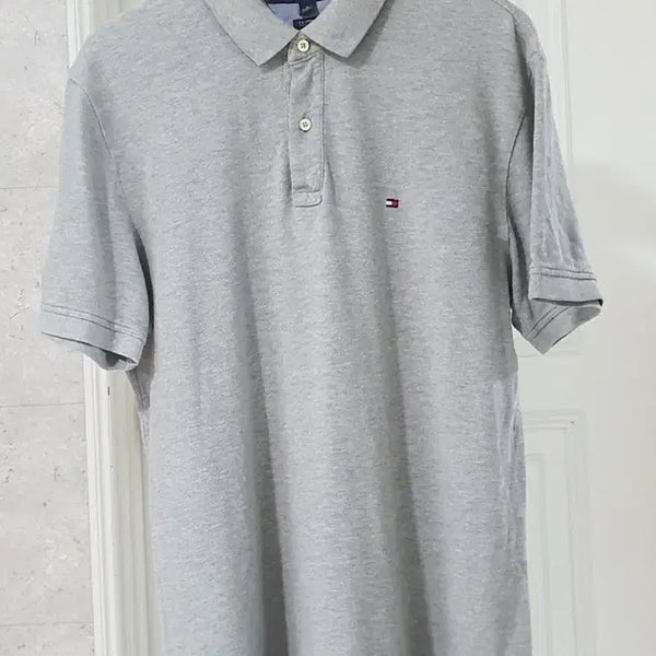 [BUNJANG] Tommy Hilfiger Custom Fit Casual Short Sleeve Polo Shirt Grey XL / 타미힐피거 커스텀핏 캐주얼 반팔 카라티 그레이 110
