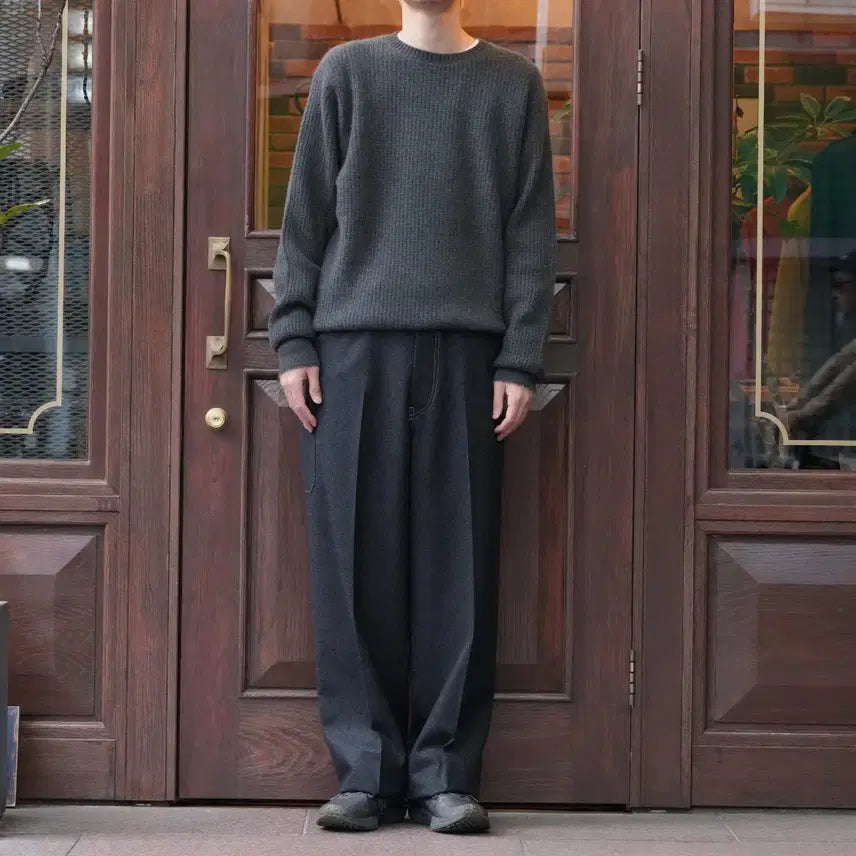 [BUNJANG] Matin et Sons 25AW Cinched Wool Work Pants Navy / 마티앤선즈 25aw 신치백 울 워크팬츠