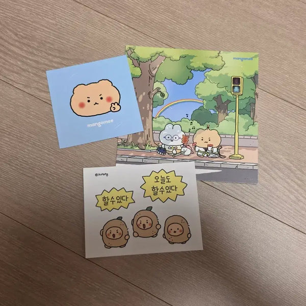 [BUNJANG] Manggeureojin Gom (Mang-Gom) Postcard & Sticker Set / 망그러진곰 망곰이 엽서, 스티커 판매