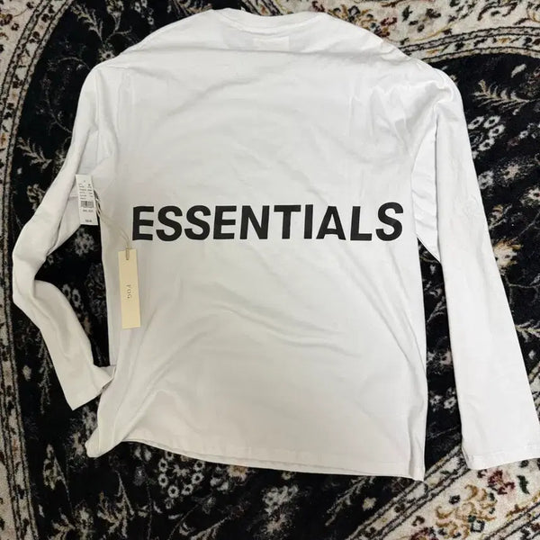 [BUNJANG] Fear of God Essentials Back Logo Long Sleeve White S / 피어오브갓 에센셜 백로고 화이트 S 사이즈 롱슬리브