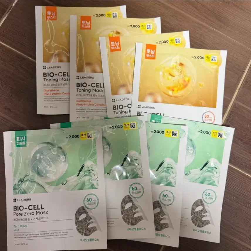 [BUNJANG] Leaders Bio-Cell Pore Zero Toning Mask Pack 8 Sheets Bundle Set / 다이소 리더스 바이오셀 포어 제로 / 토닝 마스크팩 8매 일괄
