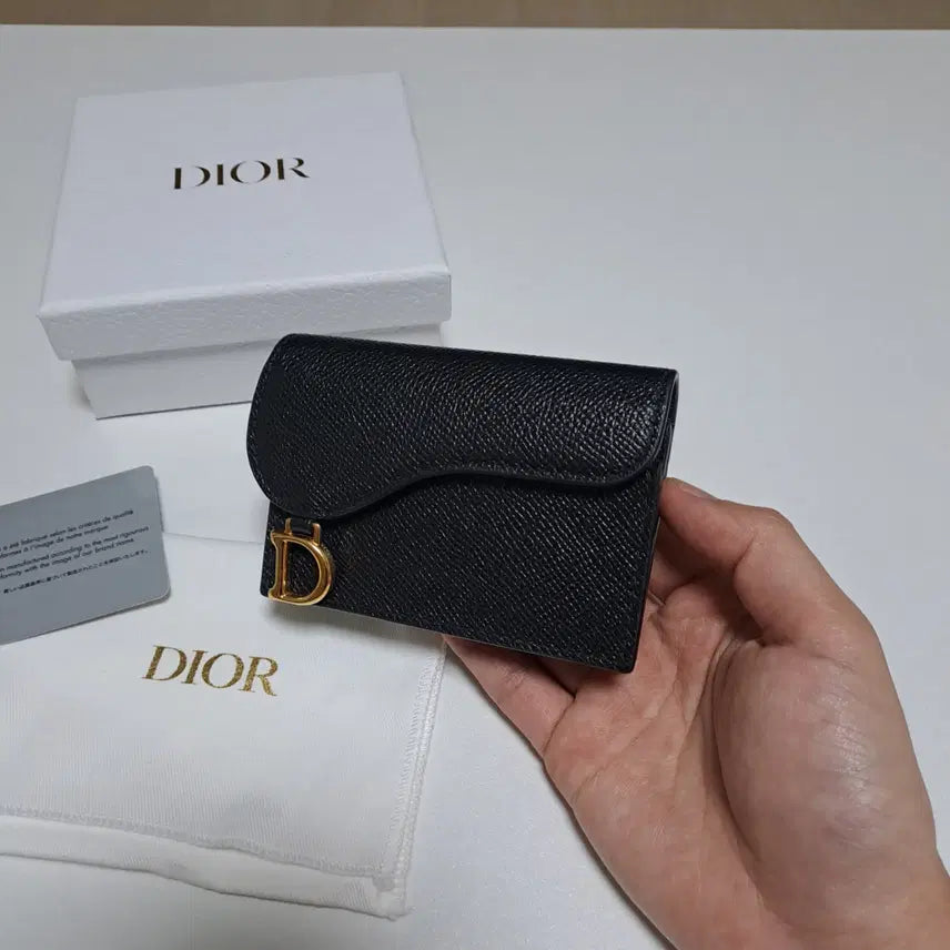 [BUNJANG] Dior Saddle Bloom Card Holder Black Leather / [100%/정품] 디올 새들 블룸 카드지갑 블랙 상태 좋음