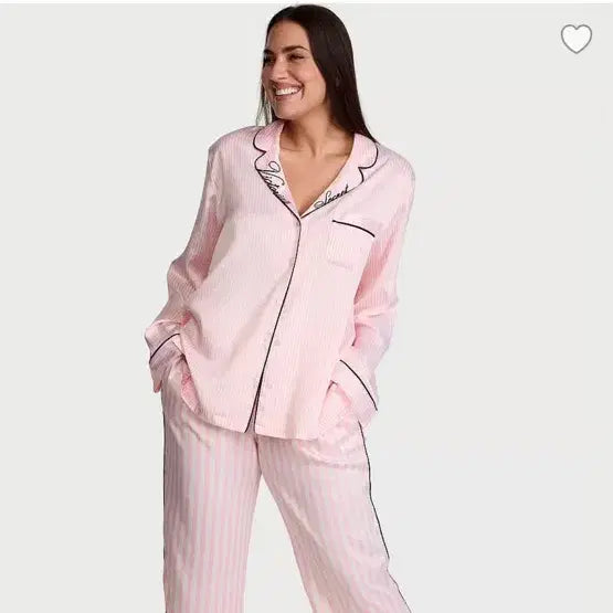 [BUNJANG] Victoria's Secret Signature Satin Long Pajama Set / 빅토리아시크릿 시그니처 새틴 롱 파자마 세트 잠옷
