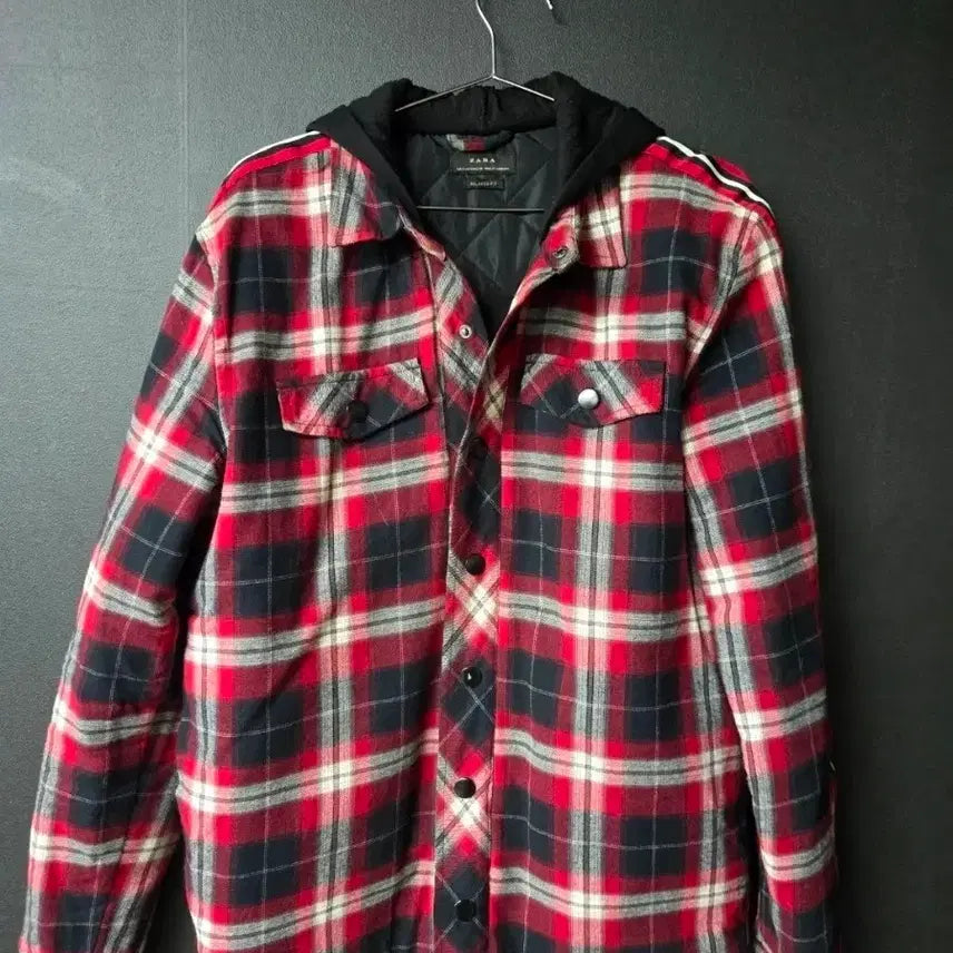[BUNJANG] Zara Men's Check Hooded Shirt / 자라 체크 후드 셔츠 남성