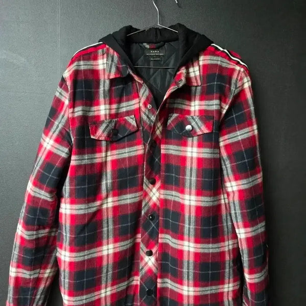 [BUNJANG] Zara Men's Check Hooded Shirt / 자라 체크 후드 셔츠 남성