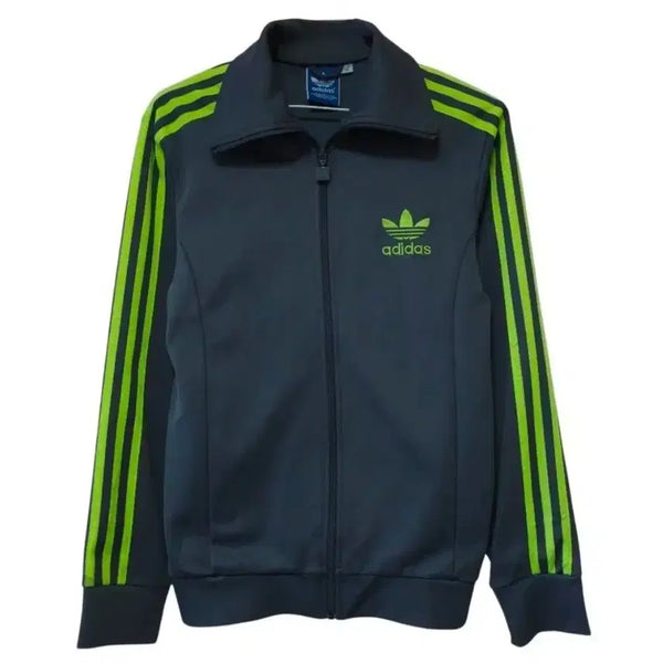 [BUNJANG] Adidas Track Top - Gray with Neon Stripes / 아디다스 트랙탑 회색 형광색 삼선