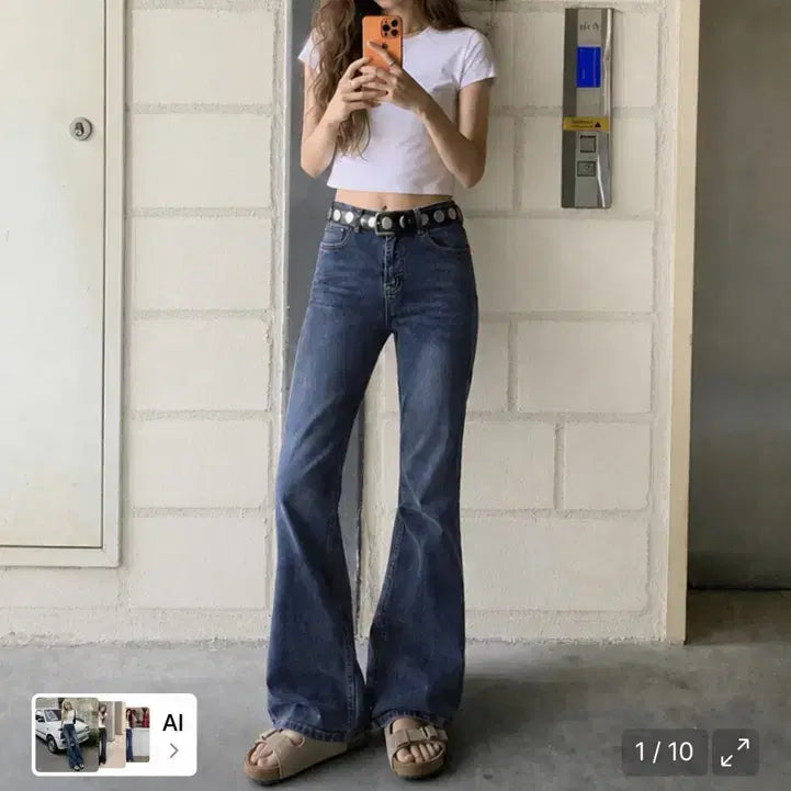 [BUNJANG] Millioncor Fommy Washed Blue Spandex Bootcut Denim Pants / 밀리언코르 포미 워시드블루 스판 부츠컷 데님팬츠