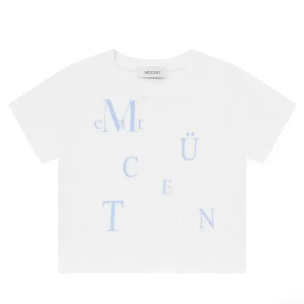 [BUNJANG] Musent Blue Print Cropped T-Shirt / 무센트 퍼즐 반팔 티 커플룩 시밀러룩 커플티 [블루 나염]