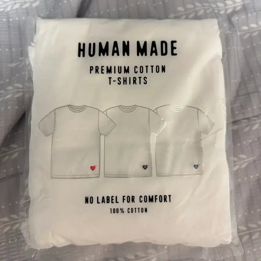 [BUNJANG] Human Made Premium Cotton T-shirt 3-Pack White M / 휴먼메이드 프리미엄 코튼 티셔츠 화이트 M (3팩)