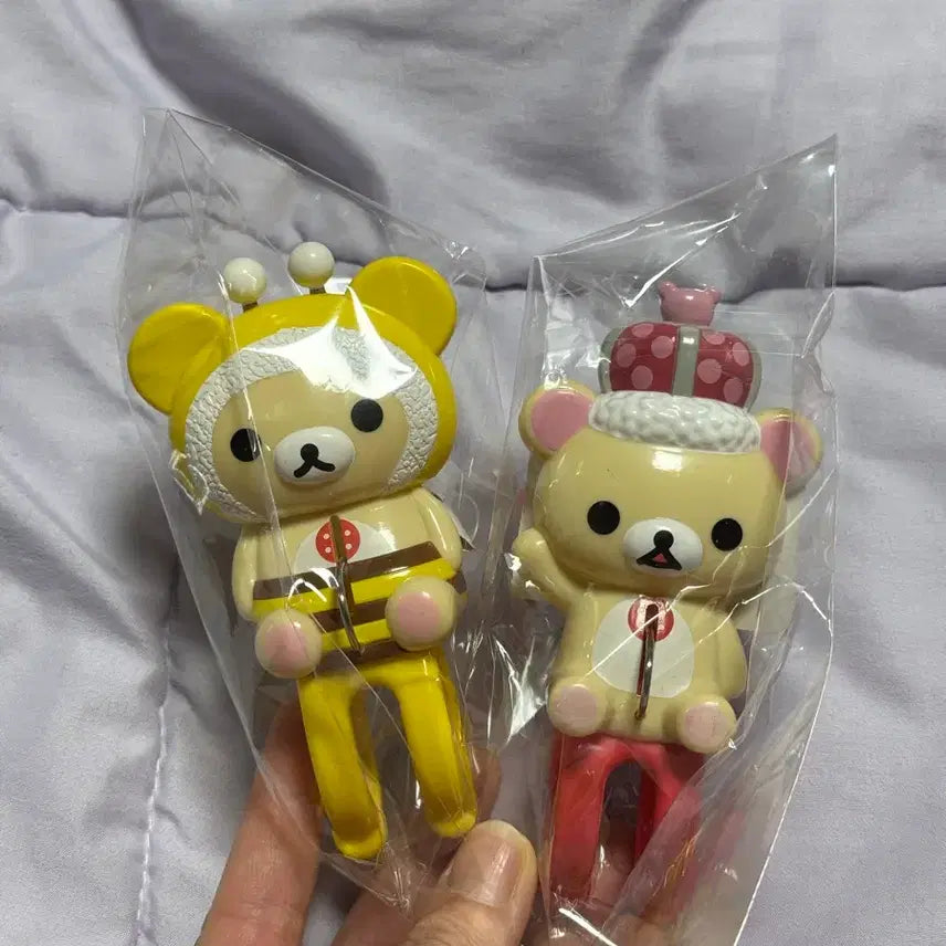 [BUNJANG] Rilakkuma "Honeybee" & "Crown" Large Clip Set / 코리락쿠마 대왕 집게 택 있음 꿀벌/왕관 일괄 세트