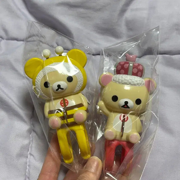 [BUNJANG] Rilakkuma "Honeybee" & "Crown" Large Clip Set / 코리락쿠마 대왕 집게 택 있음 꿀벌/왕관 일괄 세트