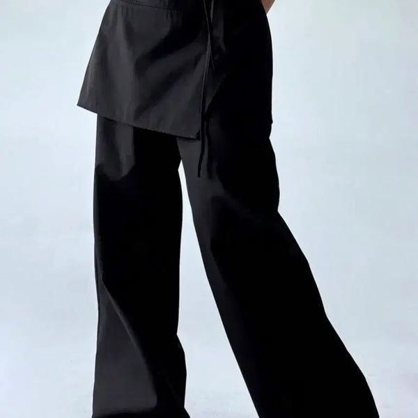 [BUNJANG] Wrap Layered Wide Pants / 와이드 스커트랩 팬츠 레이어드