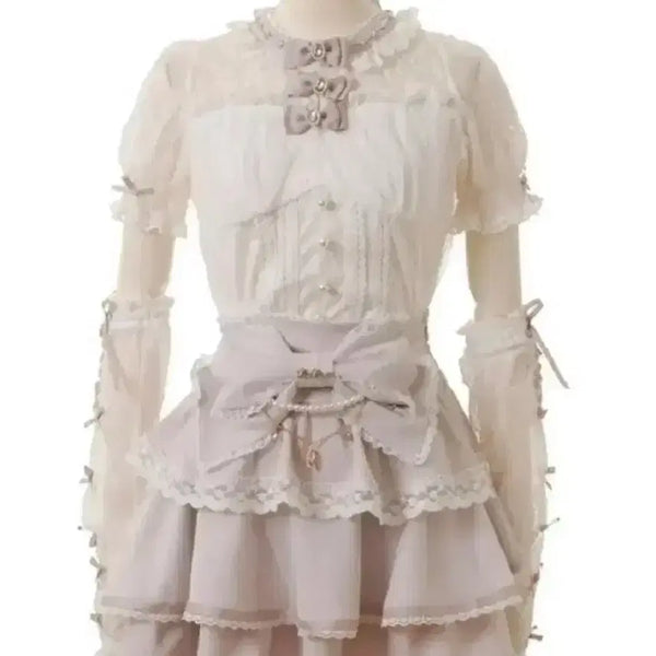 [BUNJANG] Liz Lisa Ribbon Lace Arm Warmer Blouse / 리즈리사 암워머 리본 레이스 블라우스 양산형