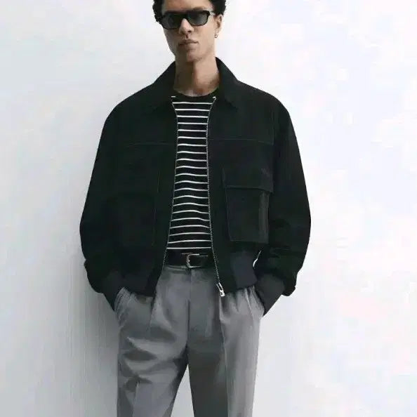 [BUNJANG] Zara Cropped Suede Leather Blouson Jumper Jacket Black / 새제품M 자라 크롭핏 스웨이드 레더 가죽 재킷 블루종 점퍼 블랙 프라다맛 벨벳 8281/205/800