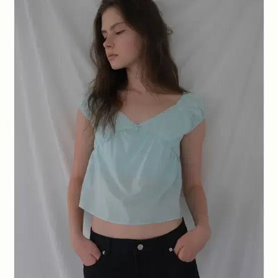 [BUNJANG] ByMood Sorbet Cap Sleeve Blouse / 바이무드 Sorbet Cap Sleeve Blouse