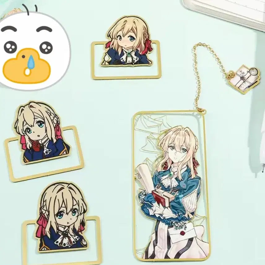 [BUNJANG] Violet Evergarden 18K Gold Plated Bookmark Set / 바이올렛 에버가든 18k 북마크 북클립 책갈피 4종 신품