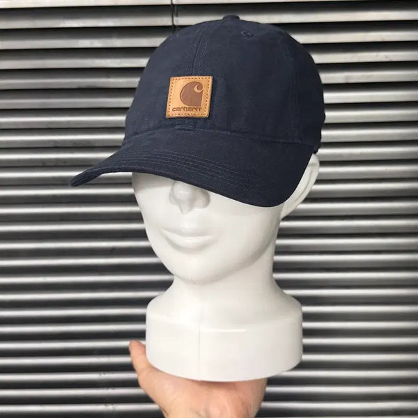 [BUNJANG] Carhartt Canvas Odessa Cap Hat Navy / 칼하트 네이비 남색 워크 모자 볼캡 캔버스 아메카지 스트릿 가죽 오데사