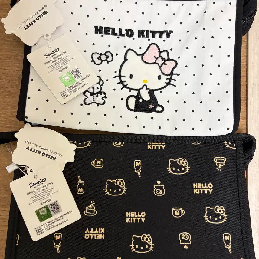 [BUNJANG] Sanrio Hello Kitty Pouch Bag / 산리오 라이선스 정품 헬로키티 파우치 가방 새상품 블랙/화이트
