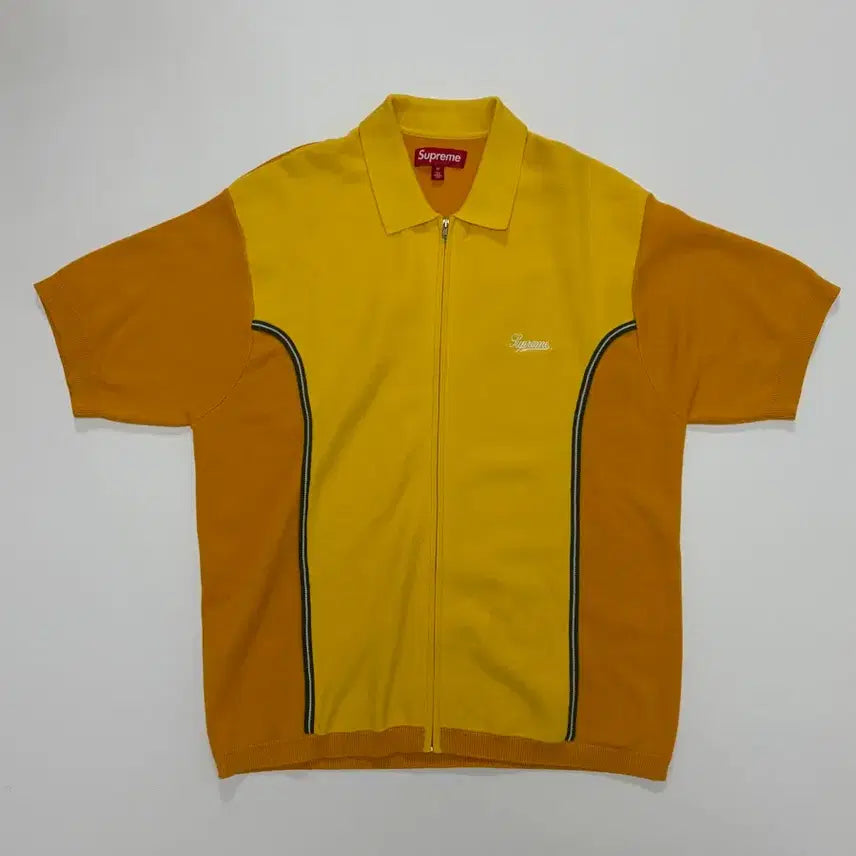 [BUNJANG] Supreme Pipe Zip-Up Polo Mustard / 슈프림 파이프 집업 폴로 머스타드