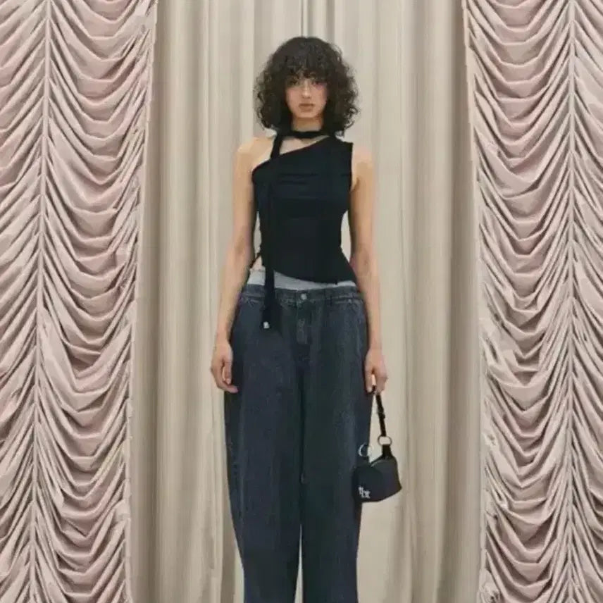 [BUNJANG] 3Times One Shoulder Drape Top / 쓰리타임즈 원숄더 드레이프 탑 나시 반팔