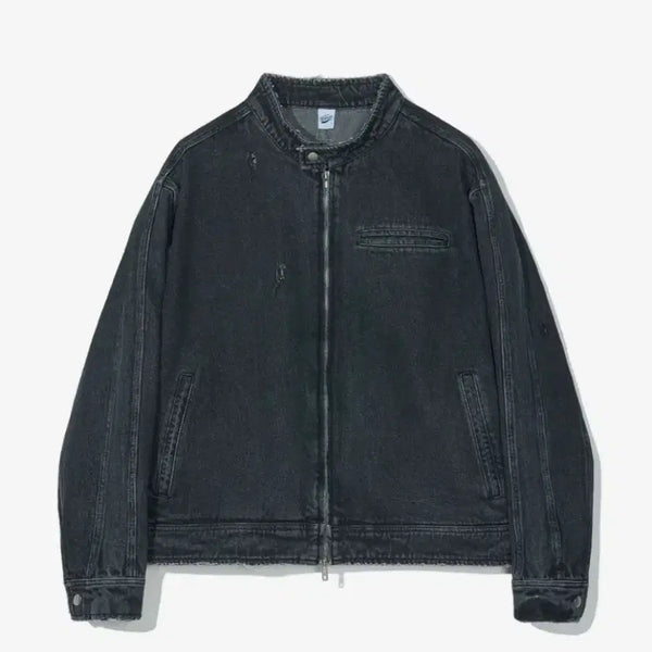 [BUNJANG] Partimento Classic Denim Biker Jacket Black (Size S) / 파르티멘토 | 데님 데미지 클래식 바이커 자켓 블랙 S