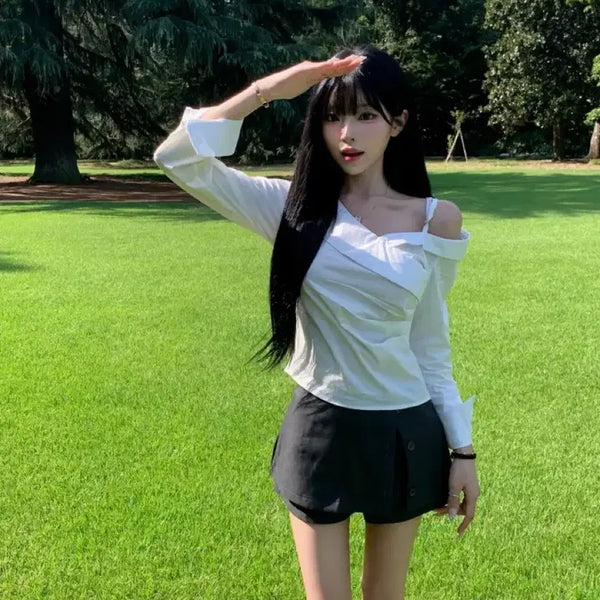 [BUNJANG] Avely Off-Shoulder Long Sleeve Blouse / 에이블리 오프숄더 긴팔 블라우스