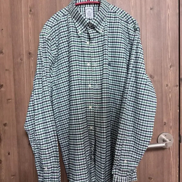 [BUNJANG] Brooks Brothers Regular Fit Non-Iron Oxford Gingham Check Shirt - Green/L / 브룩스브라더스 레귤러핏 셔츠 판매합니다. [그린/L]
