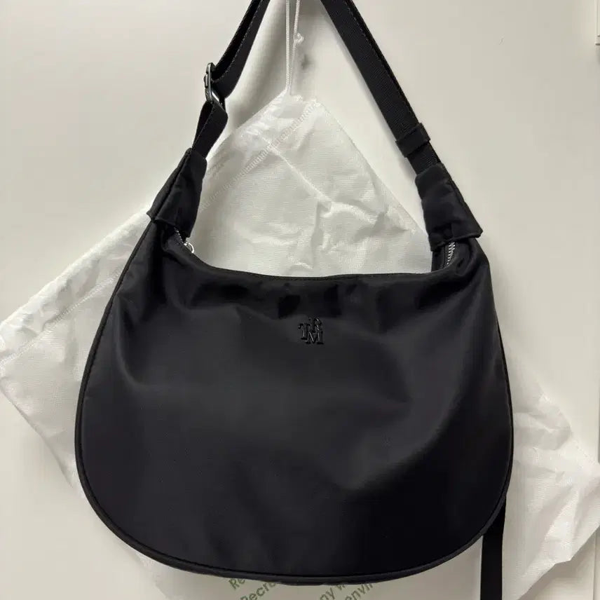 [BUNJANG] 3Months Nylon Hobo Bag Black / 쓰리마인즈 나일론 호보백 블랙+더스트백