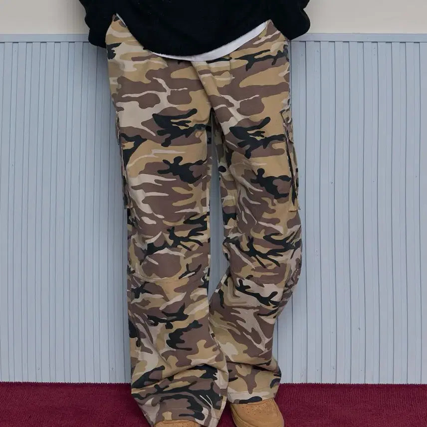 [BUNJANG] Take Easy Ripstop Camo Pocket Cargo Pants (Sand, L) / 테이크이지 립스탑 카모 포켓 카고 팬츠 바지 카모 샌드 L