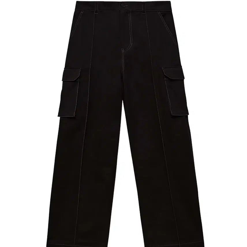 [BUNJANG] Instant Funk Ms. Semi Wide Cargo Pants Black XL / 인스턴트펑크 Ms 세미 와이드 카고 팬츠 바지 블랙 XL