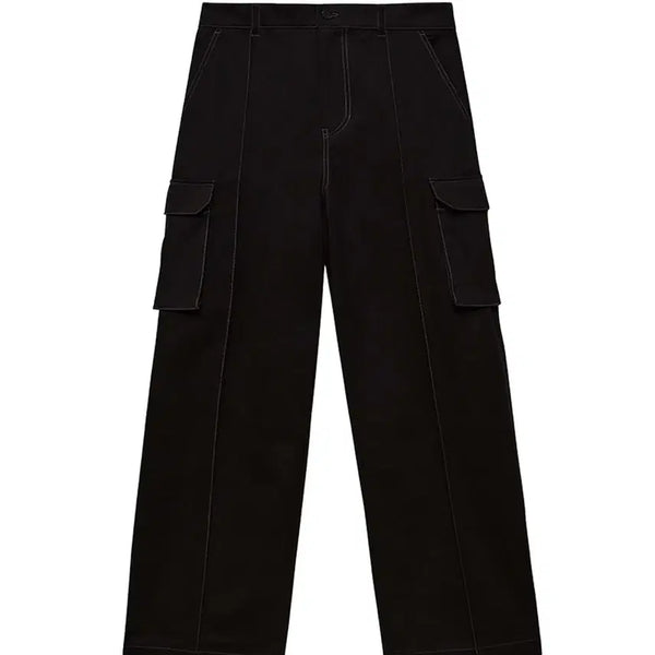 [BUNJANG] Instant Funk Ms. Semi Wide Cargo Pants Black XL / 인스턴트펑크 Ms 세미 와이드 카고 팬츠 바지 블랙 XL