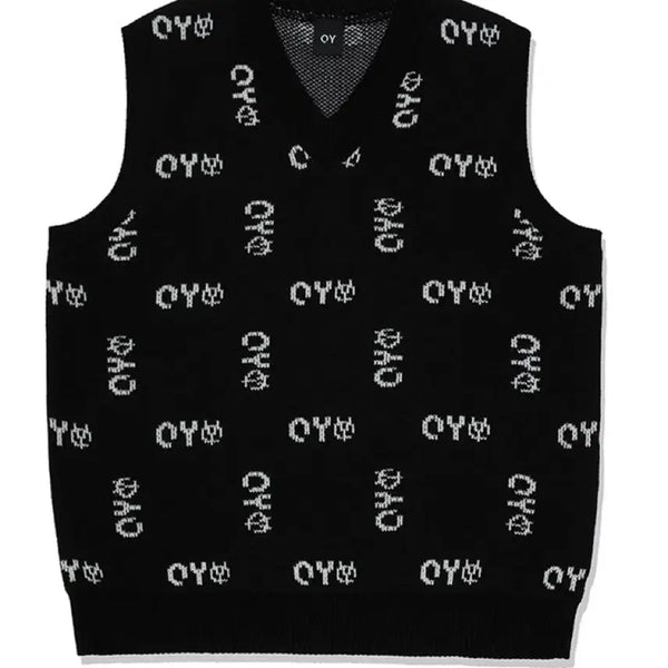 [BUNJANG] OY Logo Knit Vest Black / 오와이 (OY) 로고 니트 베스트 조끼 블랙