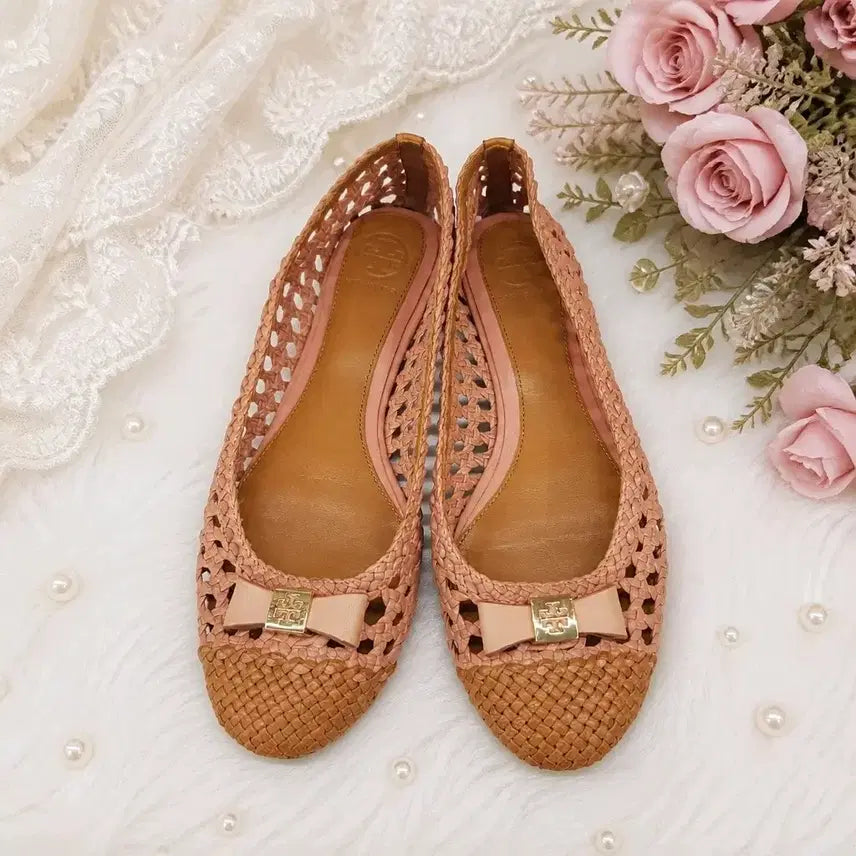 [BUNJANG] Tory Burch Woven Leather Flat Shoes Size 7M / 토리버치(Tory Burch)  위빙 레더 플랫슈즈 7M사이즈