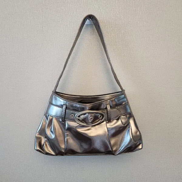 [BUNJANG] Y2K Silver Mini Shoulder Bag / y2k 벨트 실버 미니 숄더백