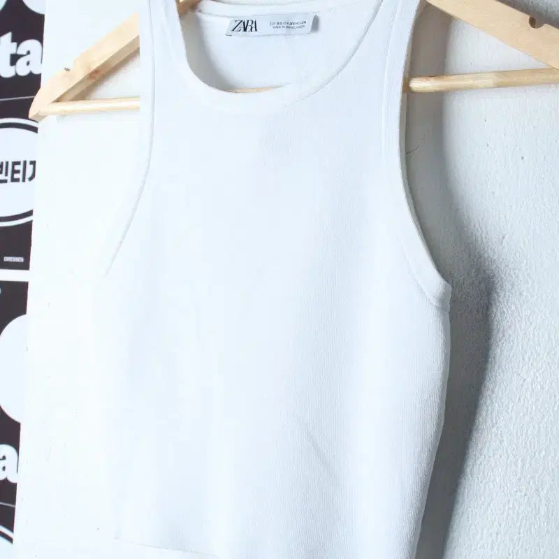 [BUNJANG] Zara Short Sleeve Crop Top White / W(XS-S) 자라 반팔 티셔츠 민소매 나시 크롭 화이트-H35588